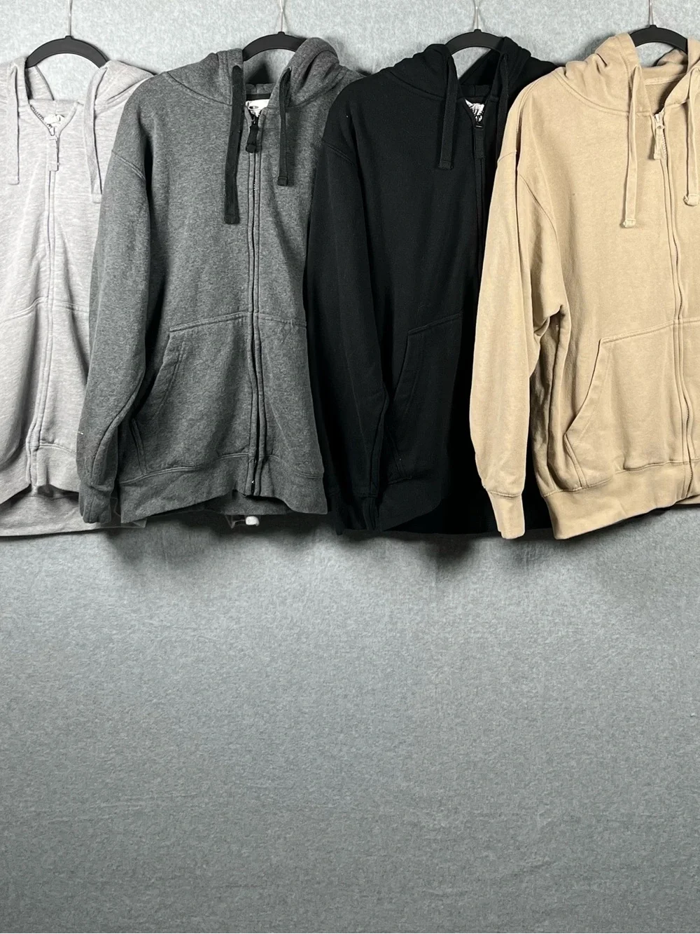 Men’s Full-Zip Hoodie Sweater Bundle - Black, Charcoal, Light Gray, Tan